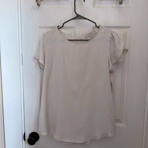 LOFT White Short Sleeve Relaxed Blouse